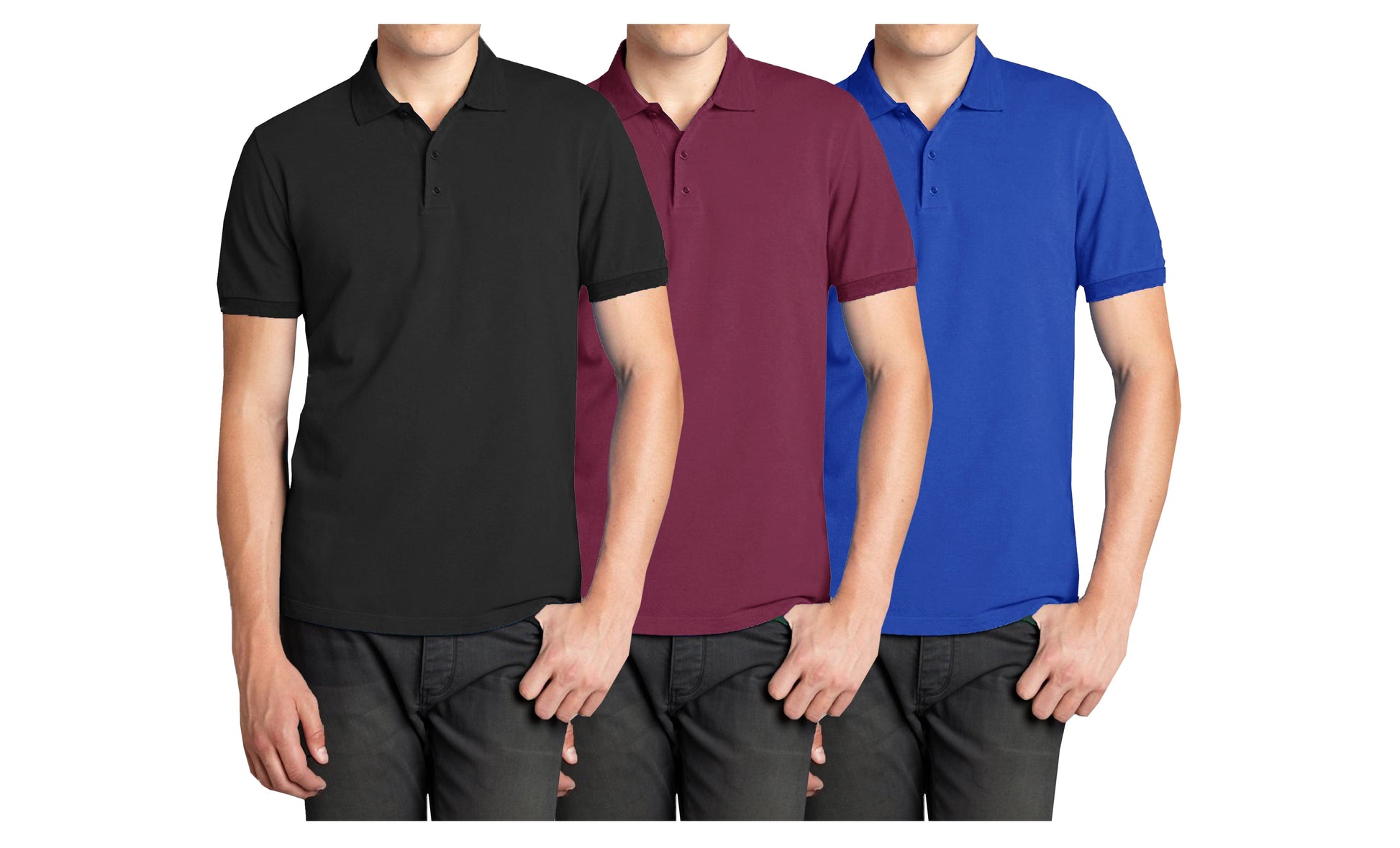 Men's (3-PACK) Short Sleeve Pique Polo Shirt (S-2X) - GalaxybyHarvic