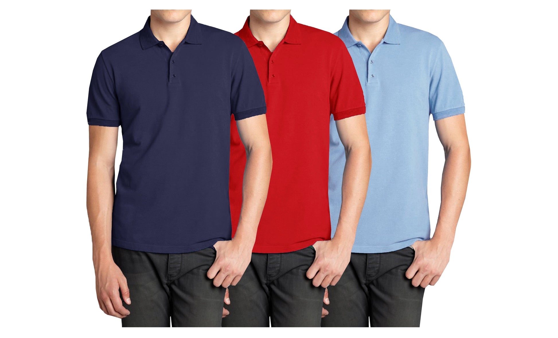 Men's (3-PACK) Short Sleeve Pique Polo Shirt (S-2X) - GalaxybyHarvic