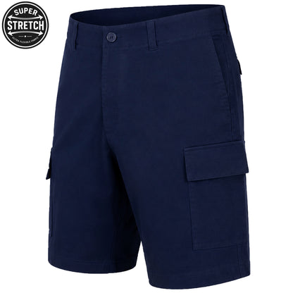 Men’s Super Stretch Cargo Shorts with Button Closure and Zipper Pockets (Sizes: 30-42)