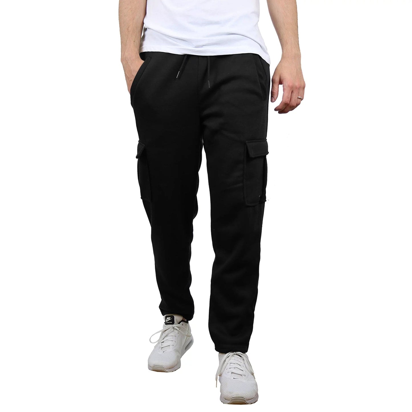 Men's Fleece Cargo Sweatpants With Open Bottom (Sizes, S-2XL)
