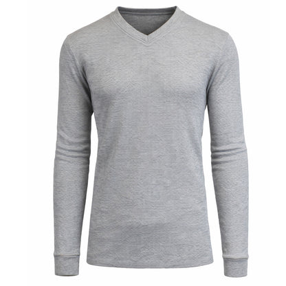 Men’s Long Sleeve Waffle Knit Thermal Shirt – V-Neck, Modern Fit, Warm Layering Top