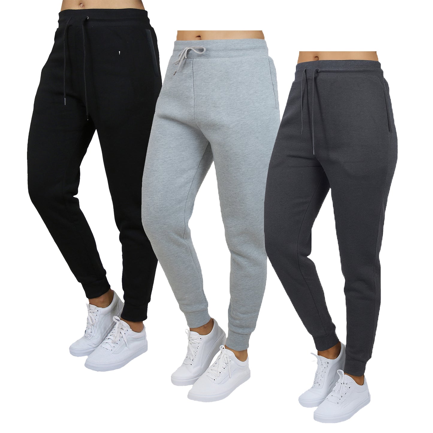 3-Pack Women's Loose Fit Fleece Jogger Sweatpants (S-5XL)