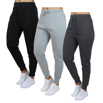 3-Pack Women's Loose Fit Fleece Jogger Sweatpants (S-5XL)