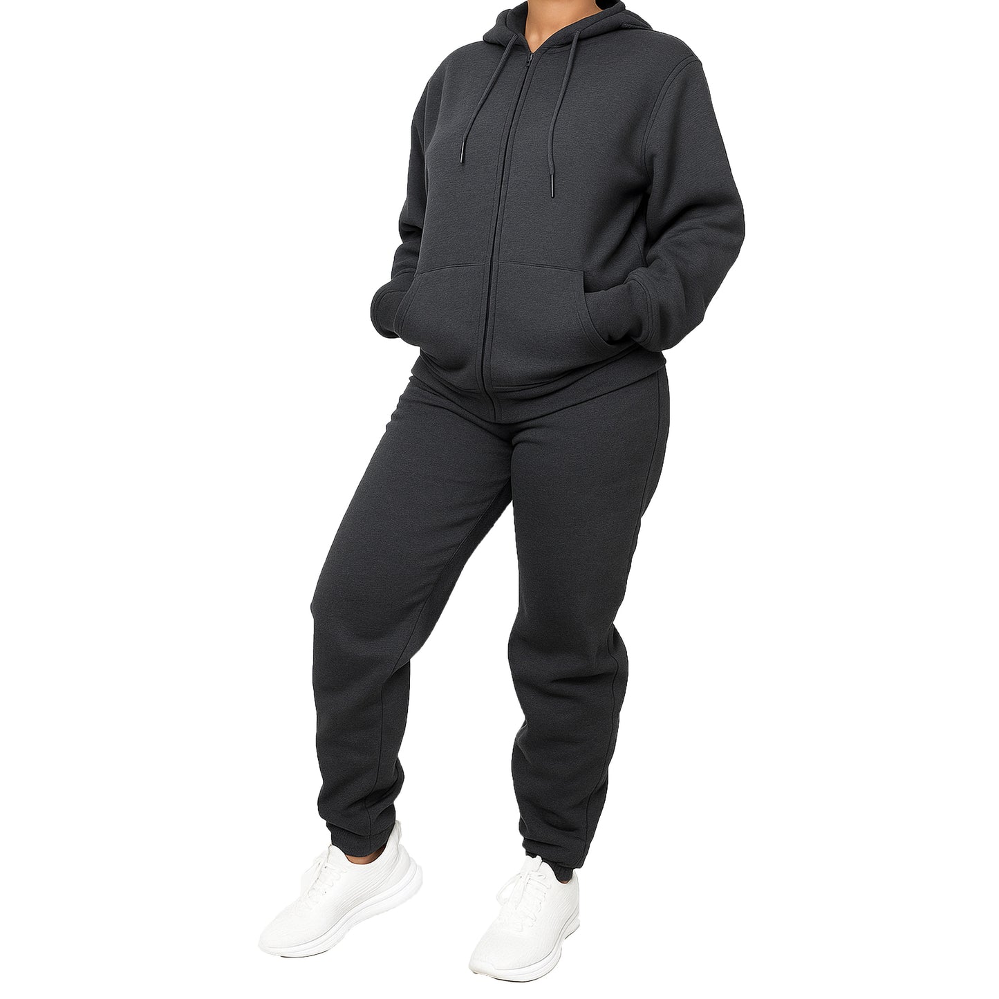 Women's 2-Piece Fleece-Lined Full Zip Oversize Loose Fit Hoodie & Jogger Track Set