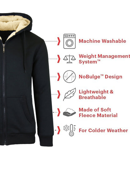 Mens Regular Fit Heavyweight Sherpa Fleece Lined Hoodie (S-2XL) - GalaxybyHarvic