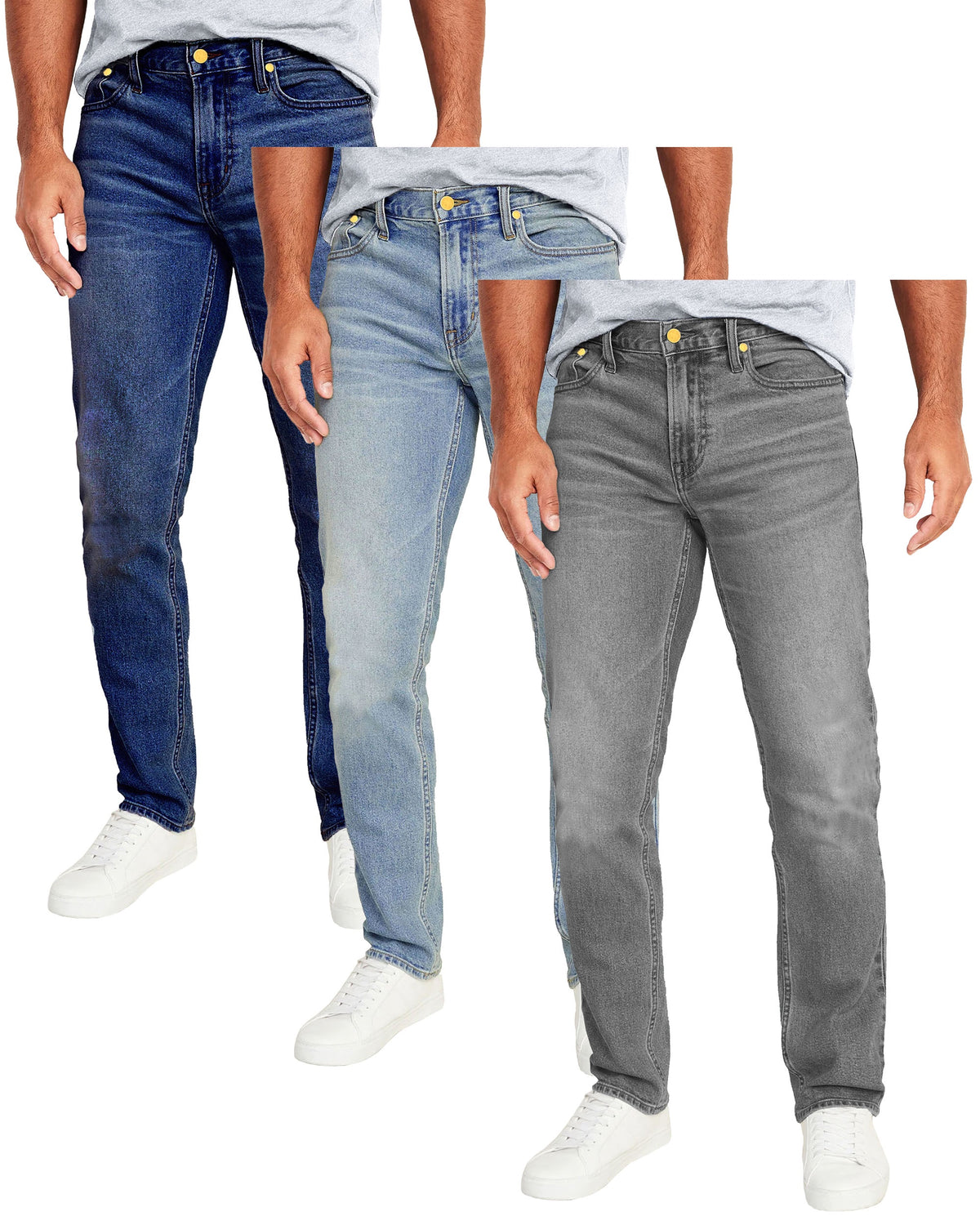 Men's 3-Pack Flex Stretch Slim Straight Jeans with 5 Pocket (Sizes, 30-42) - GalaxybyHarvic