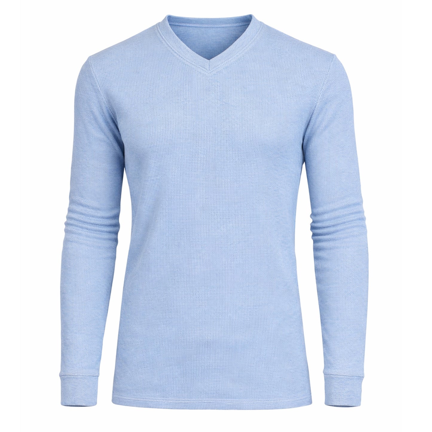 Men’s Long Sleeve Waffle Knit Thermal Shirt – V-Neck, Modern Fit, Warm Layering Top