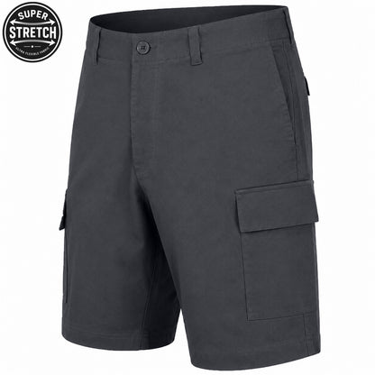 Men’s Super Stretch Cargo Shorts with Button Closure and Zipper Pockets (Sizes: 30-42)