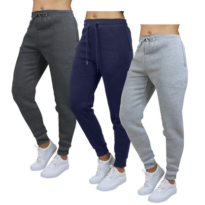 Galaxy by Harvic 3-Pack Women's Loose Fit Fleece Jogger Sweatpants (S-3XL)