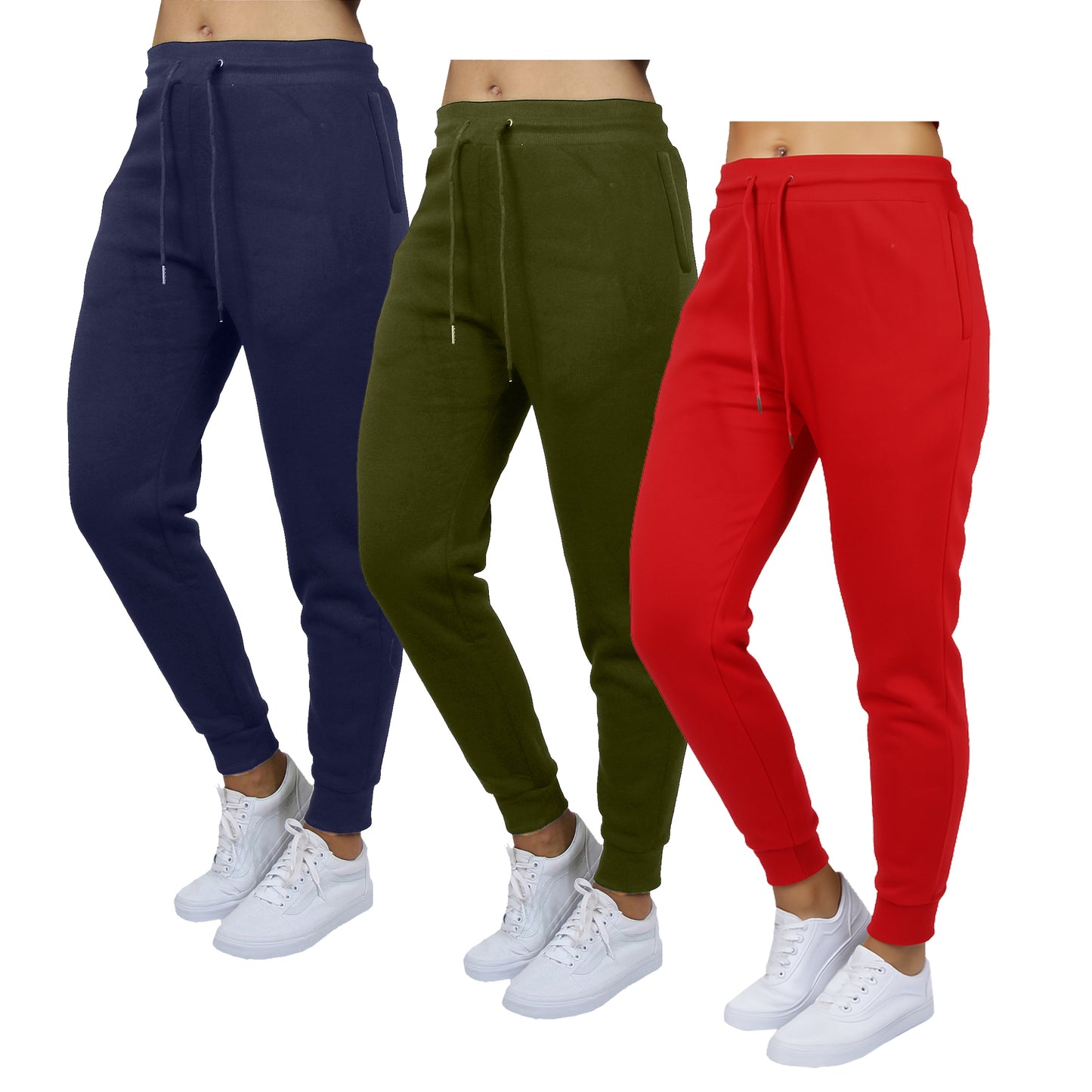 Galaxy by Harvic 3-Pack Women's Loose Fit Fleece Jogger Sweatpants (S-3XL)