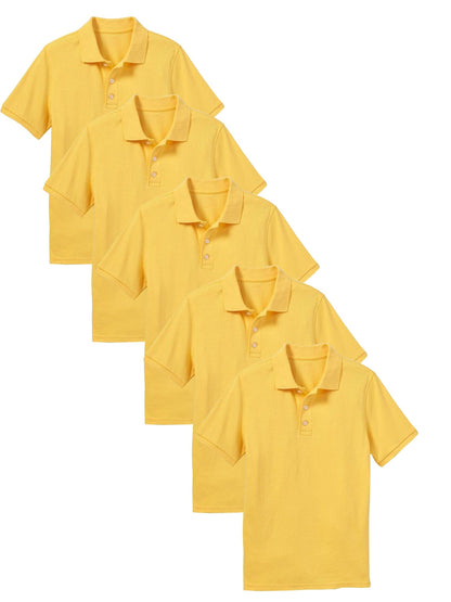 Paquete de 5 camisetas polo sin etiquetas de uniforme escolar para niños pequeños y grandes