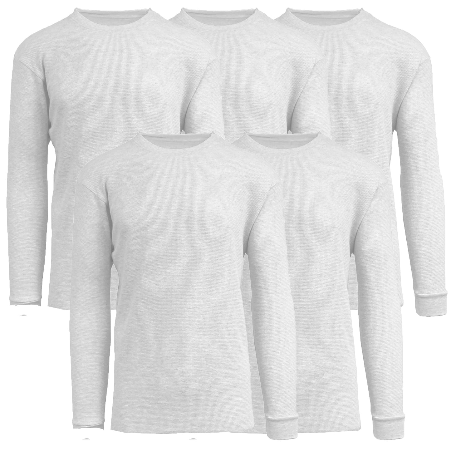 5-Pack Men's Thermal Shirts - Waffle Knit Henley & Crew Neck Styles, Long Sleeve, Soft & Warm Layers for Winter