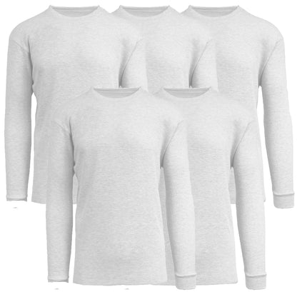 5-Pack Men's Thermal Shirts - Waffle Knit Henley & Crew Neck Styles, Long Sleeve, Soft & Warm Layers for Winter