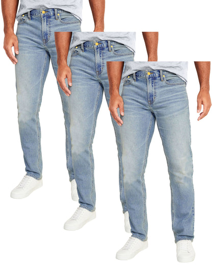 Men's 3-Pack Flex Stretch Slim Straight Jeans with 5 Pocket (Sizes, 30-42) - GalaxybyHarvic