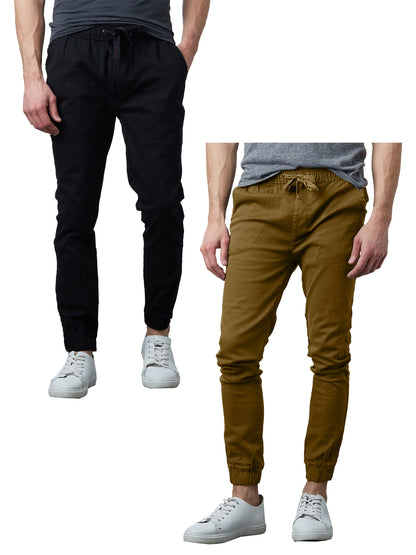 Men's 2-Pack Classic Cotton Stretch Twill Jogger Pants - GalaxybyHarvic