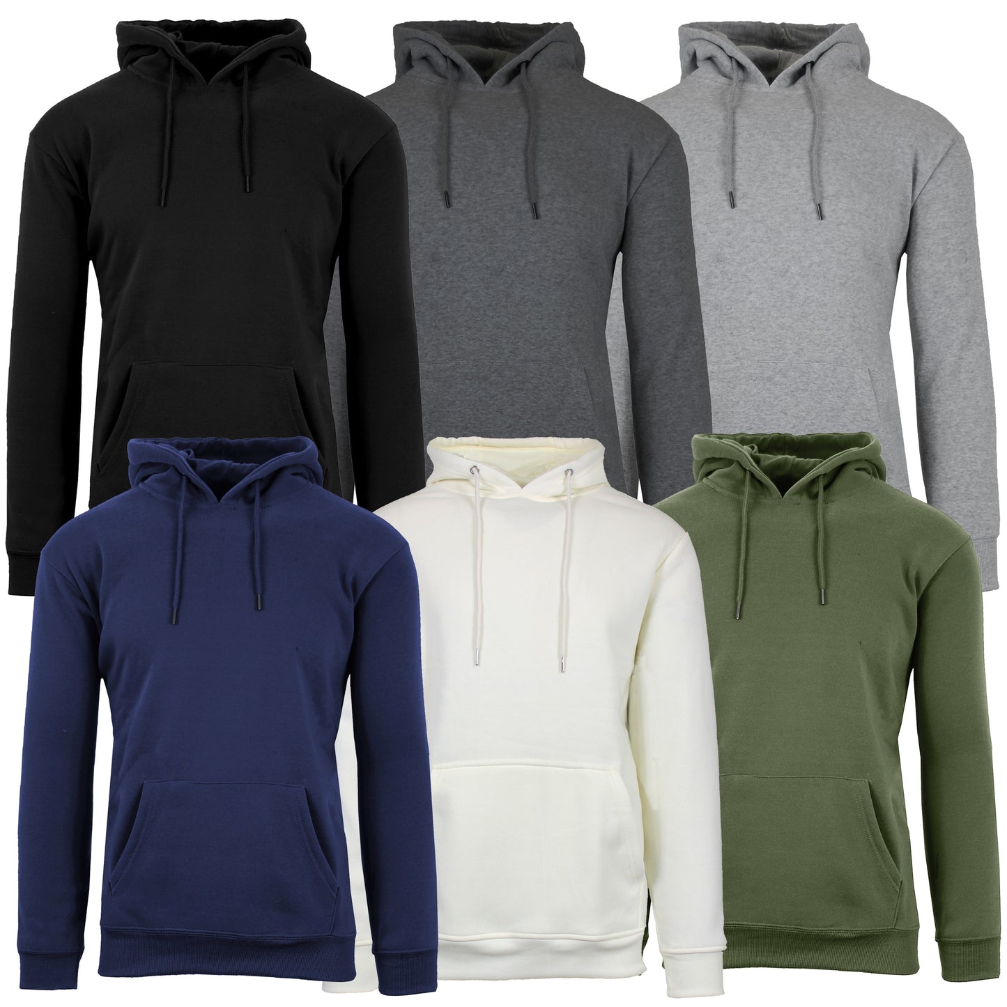 3-Pack Mens Heavyweight Fleece Lined Pullover Hoodie 3 Pack (S-2XL)