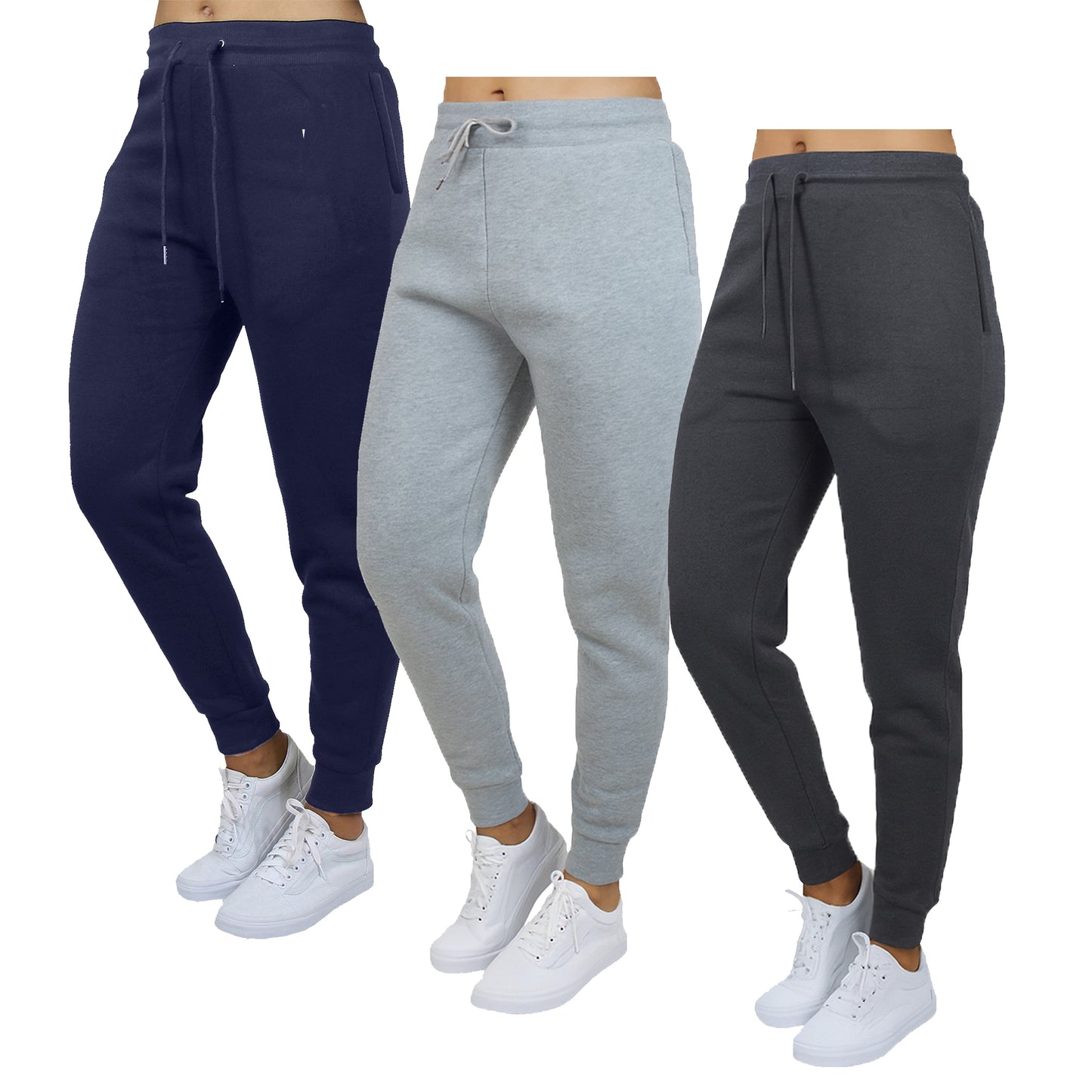3-Pack Women's Loose Fit Fleece Jogger Sweatpants (S-5XL)