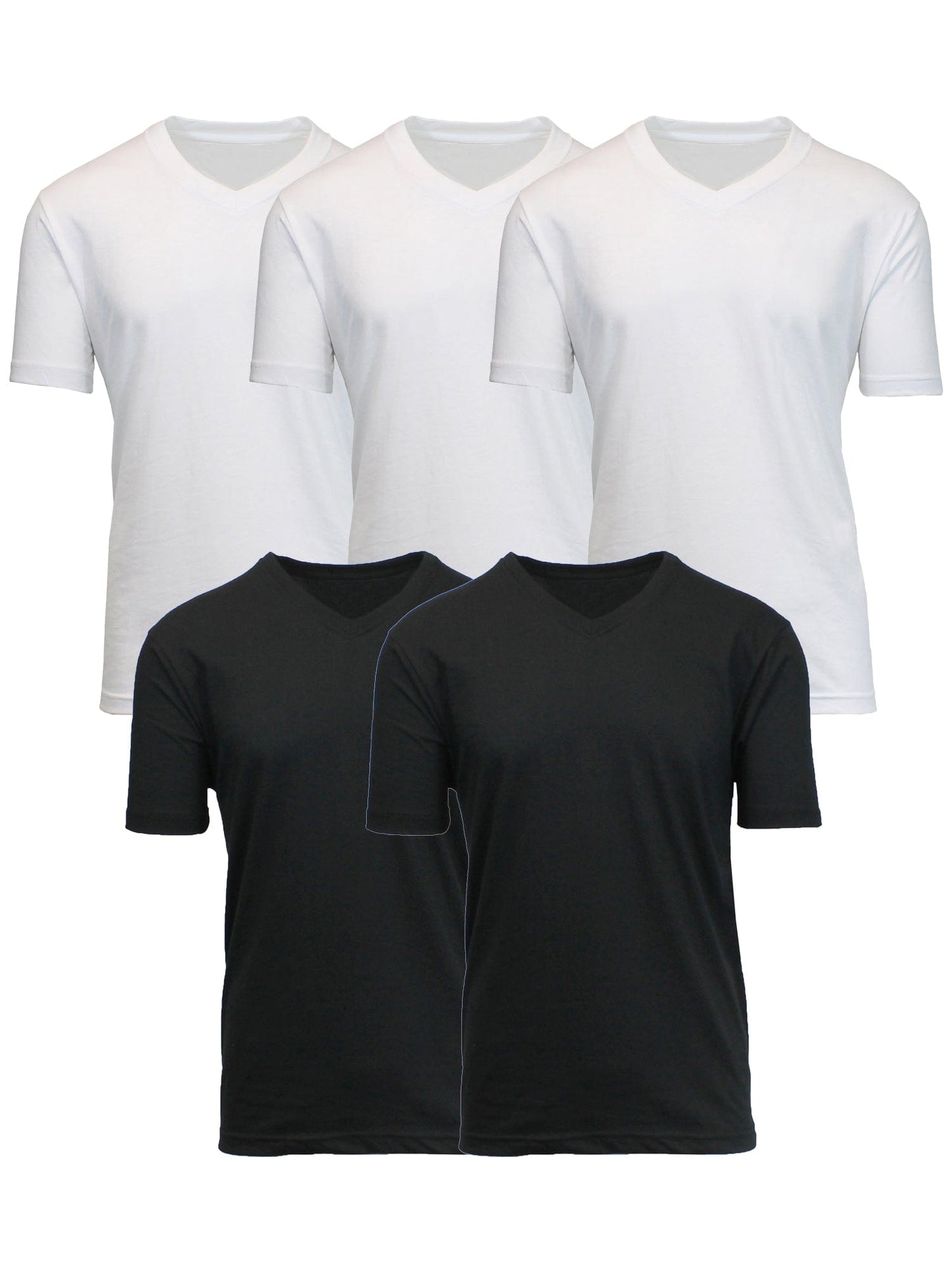 5-Pack Men's Short Sleeve V-Neck Modern Fit Classic Tees (S-3XL)