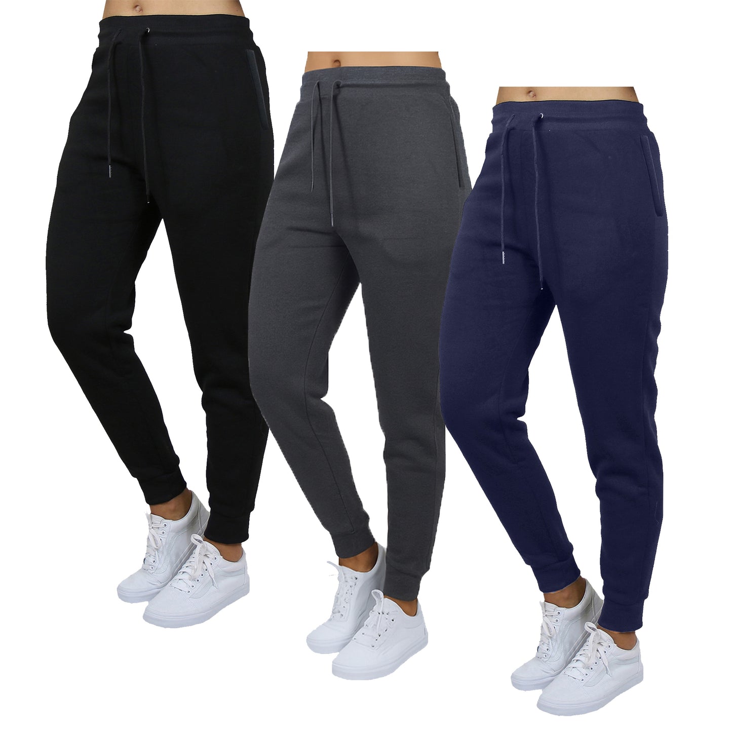 3-Pack Women's Loose Fit Fleece Jogger Sweatpants (S-5XL)