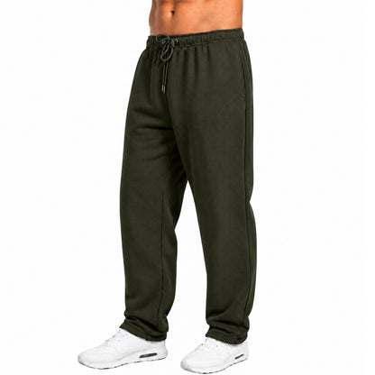 Mens Fleece Lined Open Bottom Sweatpants With Pockets, Workout Joggers Casual