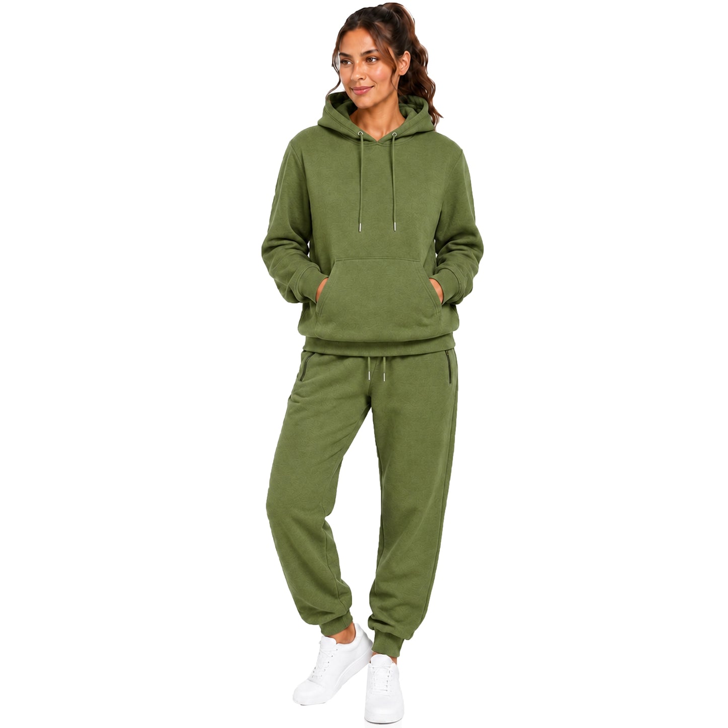 Women’s Soft Fleece Cotton Blend Loose Fit Pullover Hoodie & Sweatpants Jogging Set