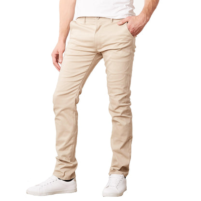 Pantalones chinos de algodón elásticos y ajustados para uso diario para hombre (entrepierna de 31") 