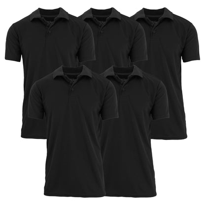 5-Pack Men's Dry Fit Moisture-Wicking Polo Shirt (S-3XL)
