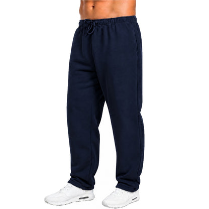 Mens Fleece Lined Open Bottom Sweatpants With Pockets, Workout Joggers Casual