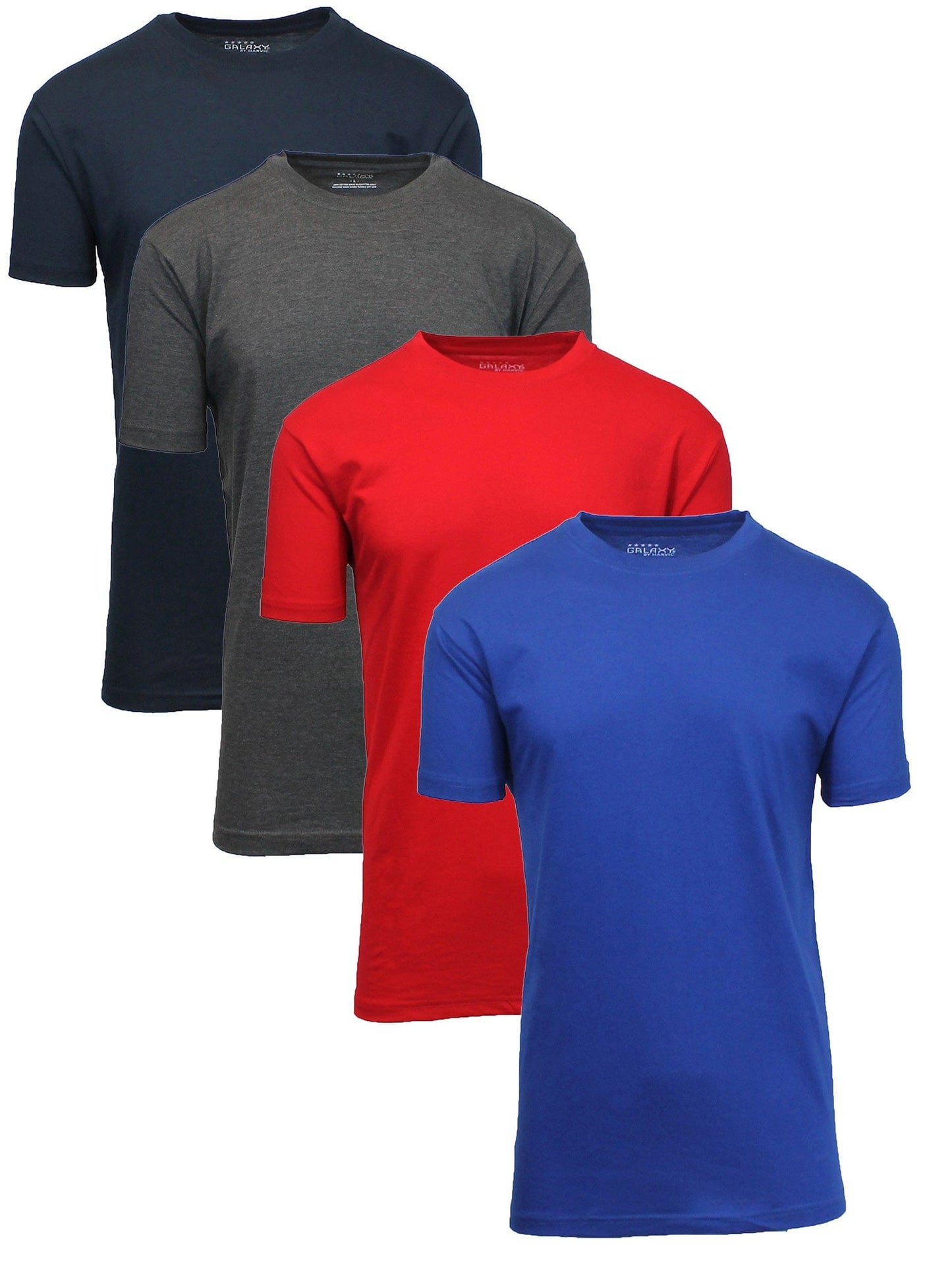 Camiseta clásica de mezcla de algodón de manga corta con cuello redondo para hombre (S-3XL), paquete de 4