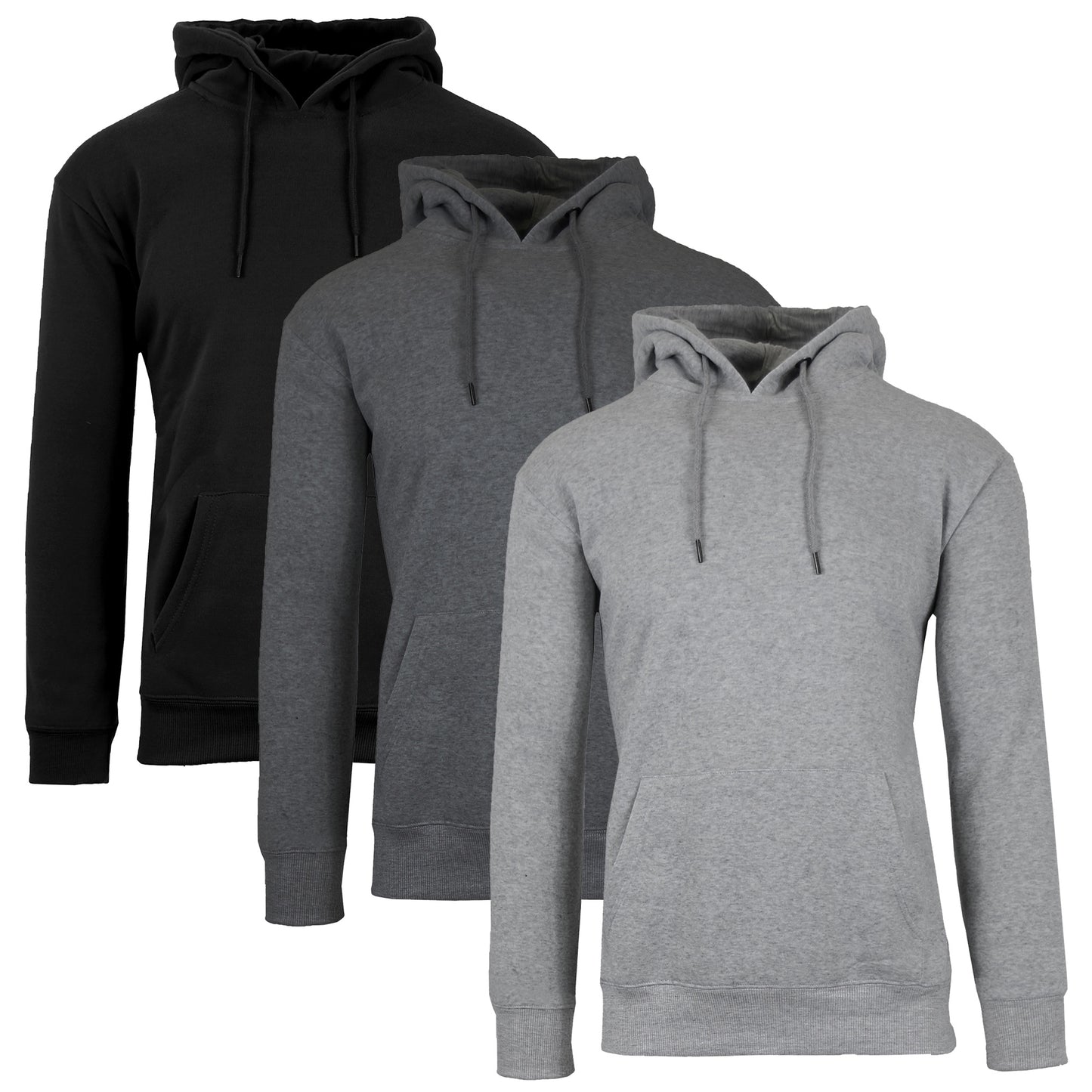 3-Pack Mens Heavyweight Fleece Lined Pullover Hoodie 3 Pack (S-2XL)