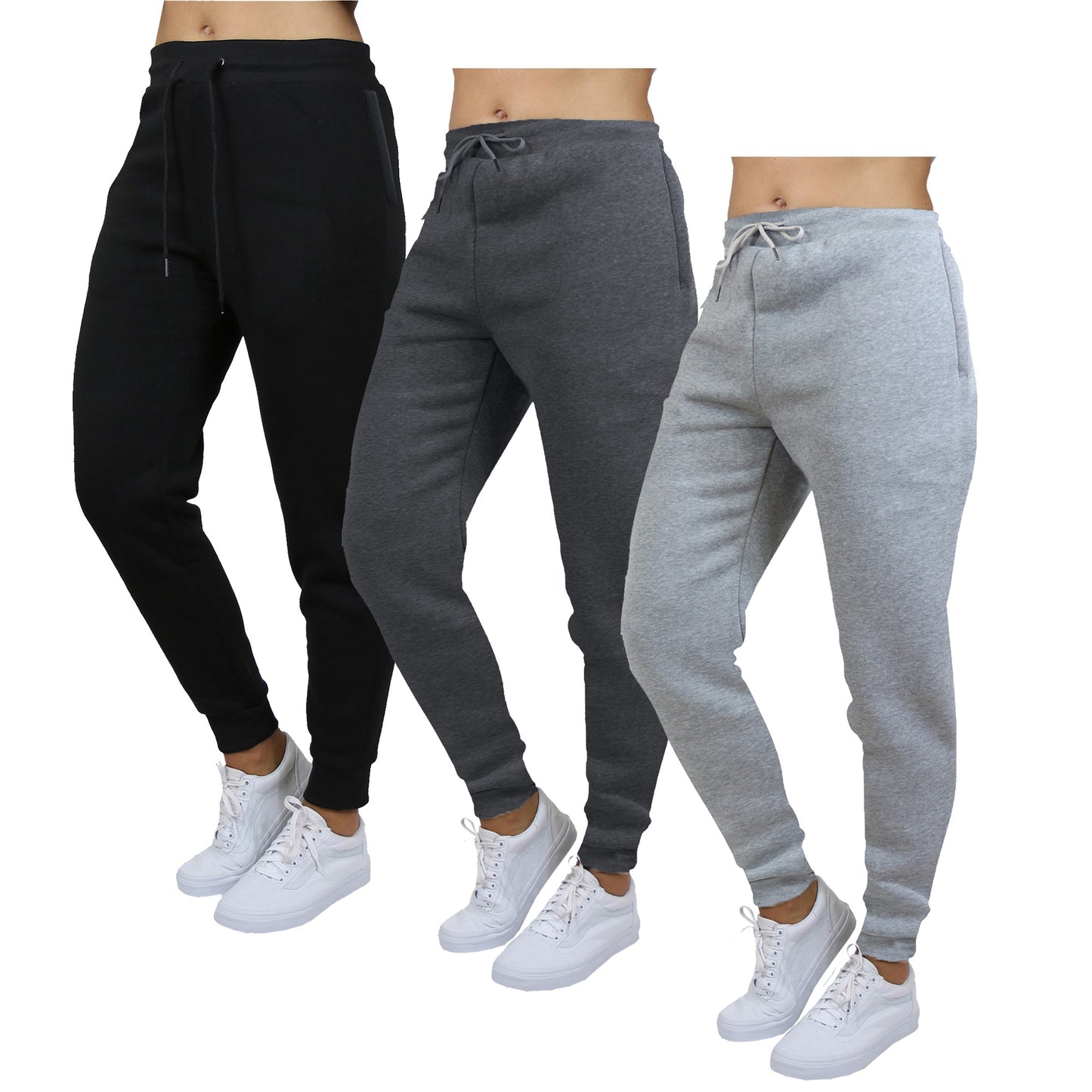 Galaxy by Harvic 3-Pack Women's Loose Fit Fleece Jogger Sweatpants (S-3XL)