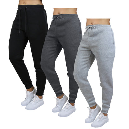 Galaxy by Harvic 3-Pack Women's Loose Fit Fleece Jogger Sweatpants (S-3XL)