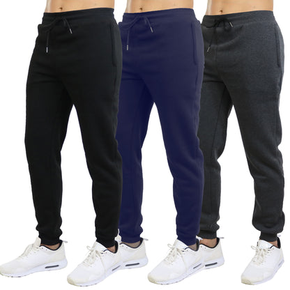 Galaxy by Harvic 3-Pack Mens Slim Fit Fleece Jogger Sweatpants (S-2XL)