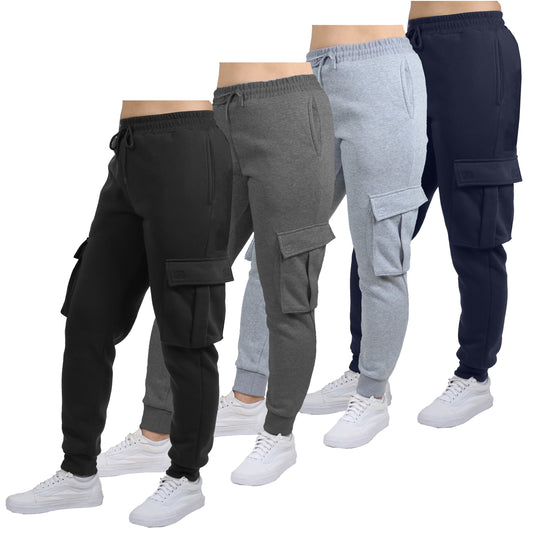 3-Pack Women's Loose Fit Fleece Jogger Sweatpants with Velcro Cargo Pockets (S-2XL)