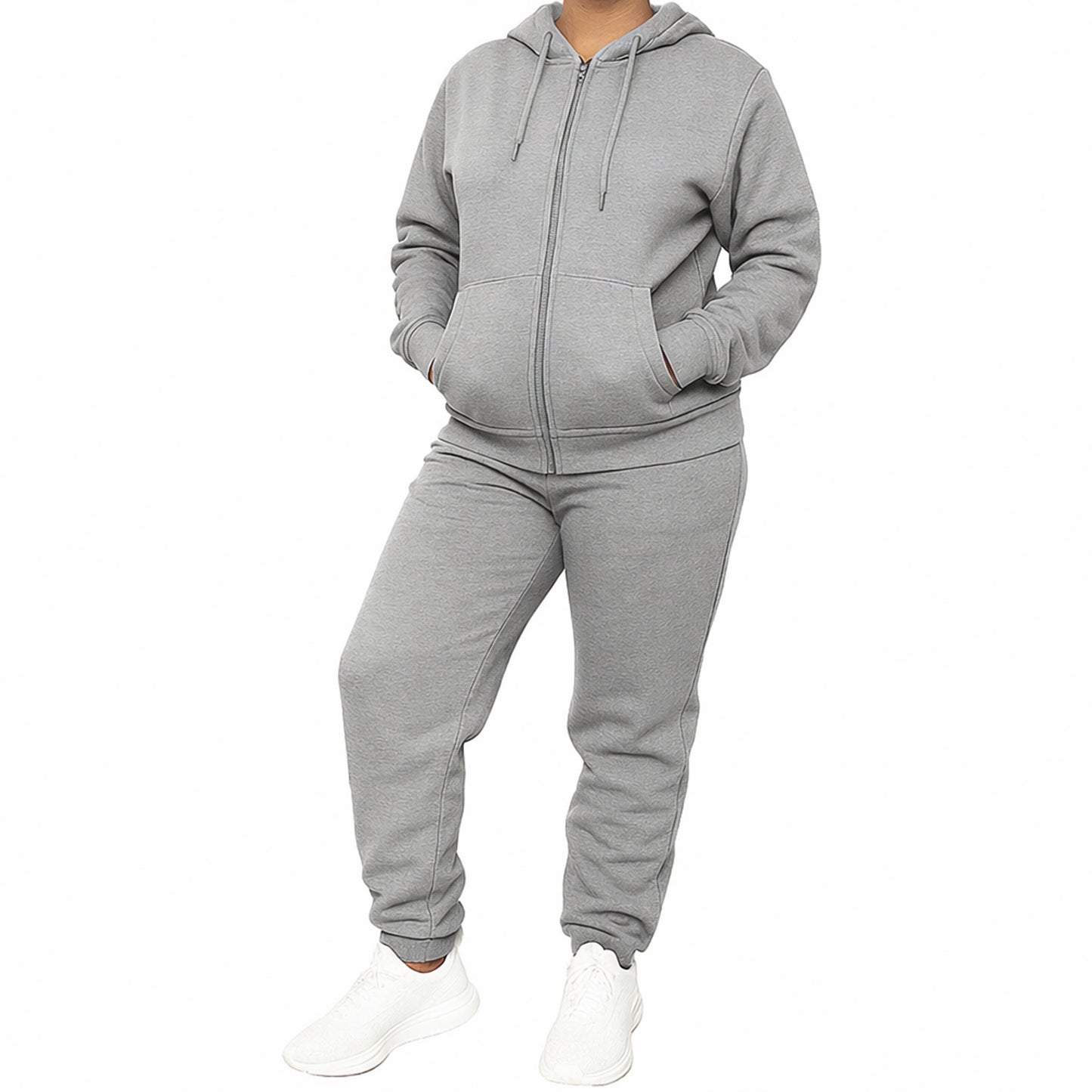 Women's 2-Piece Fleece-Lined Full Zip Oversize Loose Fit Hoodie & Jogger Track Set