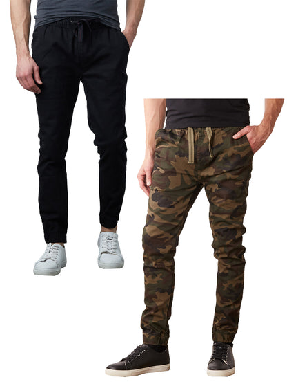Men's 2-Pack Classic Cotton Stretch Twill Jogger Pants - GalaxybyHarvic
