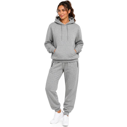 Women’s Soft Fleece Cotton Blend Loose Fit Pullover Hoodie & Sweatpants Jogging Set