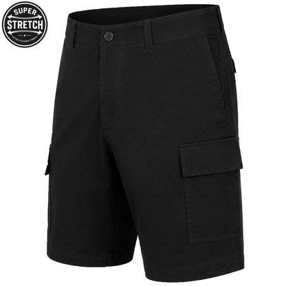 Men’s Super Stretch Cargo Shorts with Button Closure and Zipper Pockets (Sizes: 30-42)