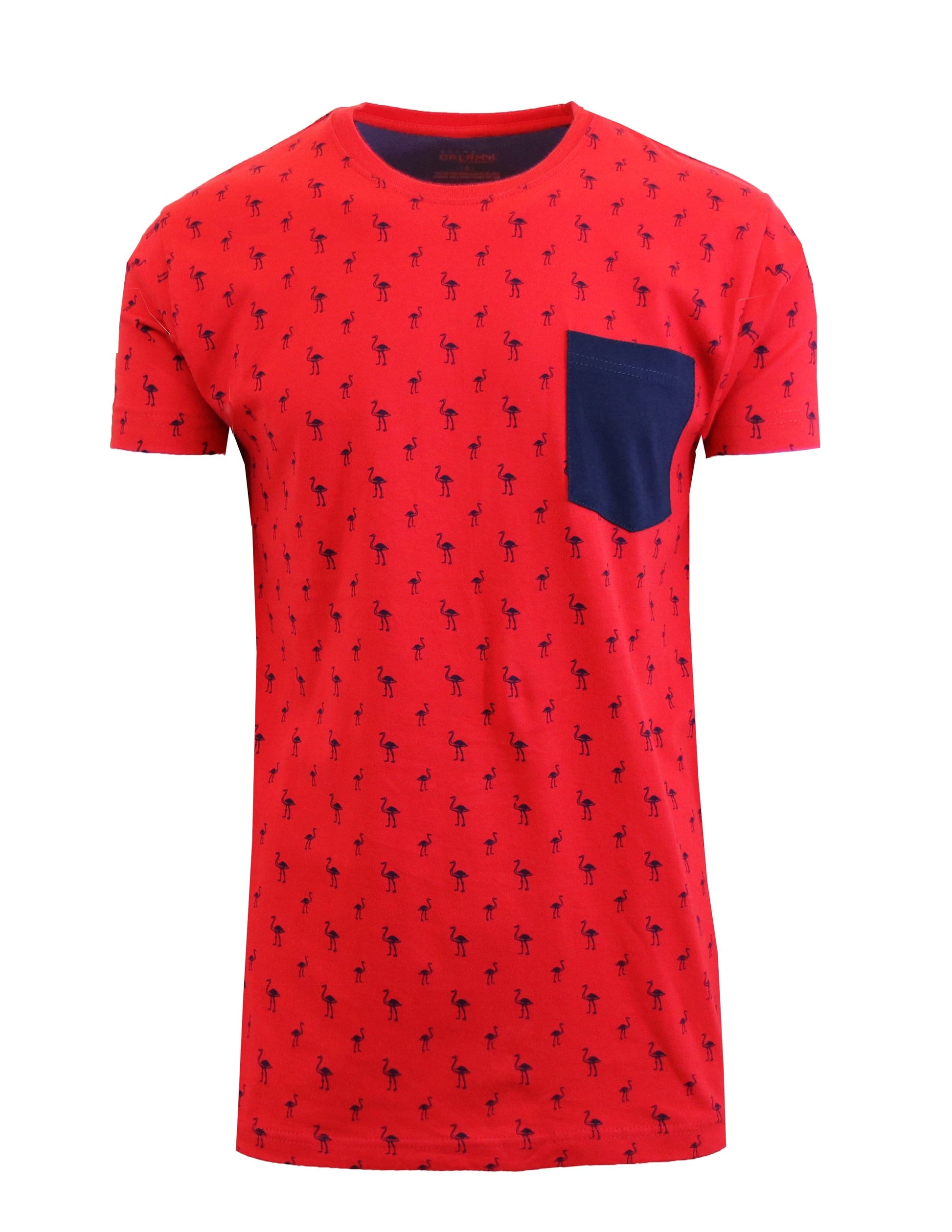 Men's Flamingo Printed Tee with Chest Pocket - GalaxybyHarvic