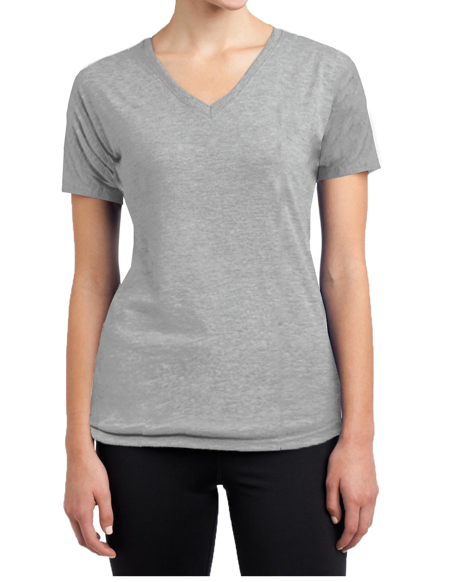 Womens Short Sleeve 97% Cotton 3% Spandex Fitted V-Neck T-Shirts - GalaxybyHarvic