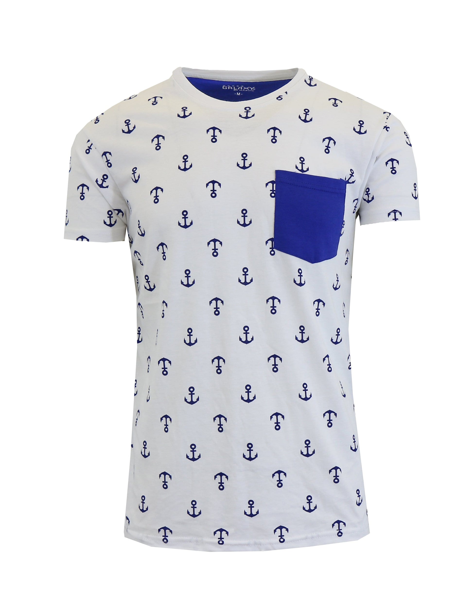 Men's Anchor Printed Tee with Chest Pocket - GalaxybyHarvic