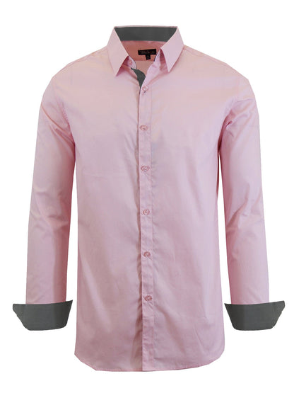 Men's Long-Sleeve Solid Slim-Fit Casual Dress Shirts - GalaxybyHarvic