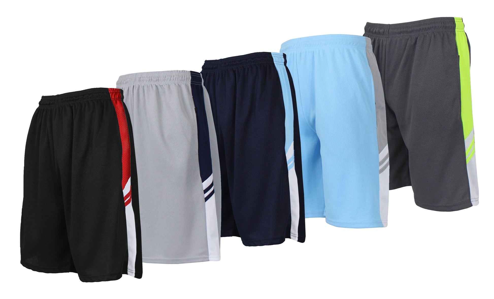 [5 PACK] Men's Active Mesh Moisture Wicking Shorts with Side Design
