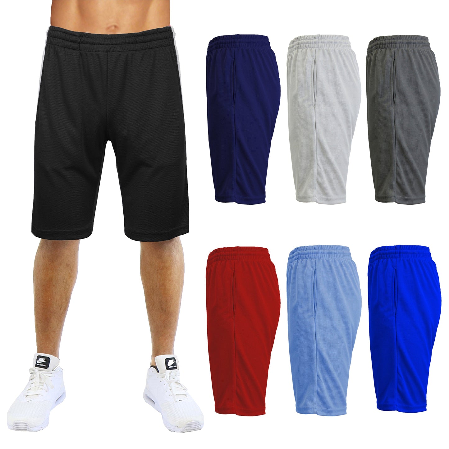 [4-PACK] Men's Solid Active Mesh Moisture Wicking Shorts - GalaxybyHarvic