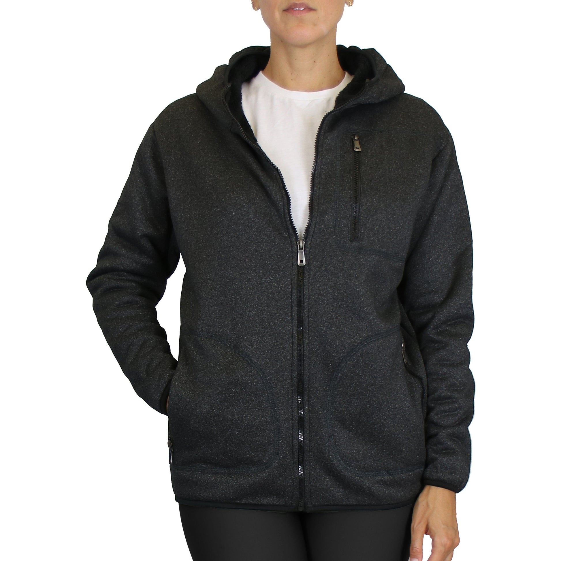 Women's Loose Fit Tech Sherpa Fleece-Lined Zip Hoodie With Chest Pocke –  GalaxybyHarvic