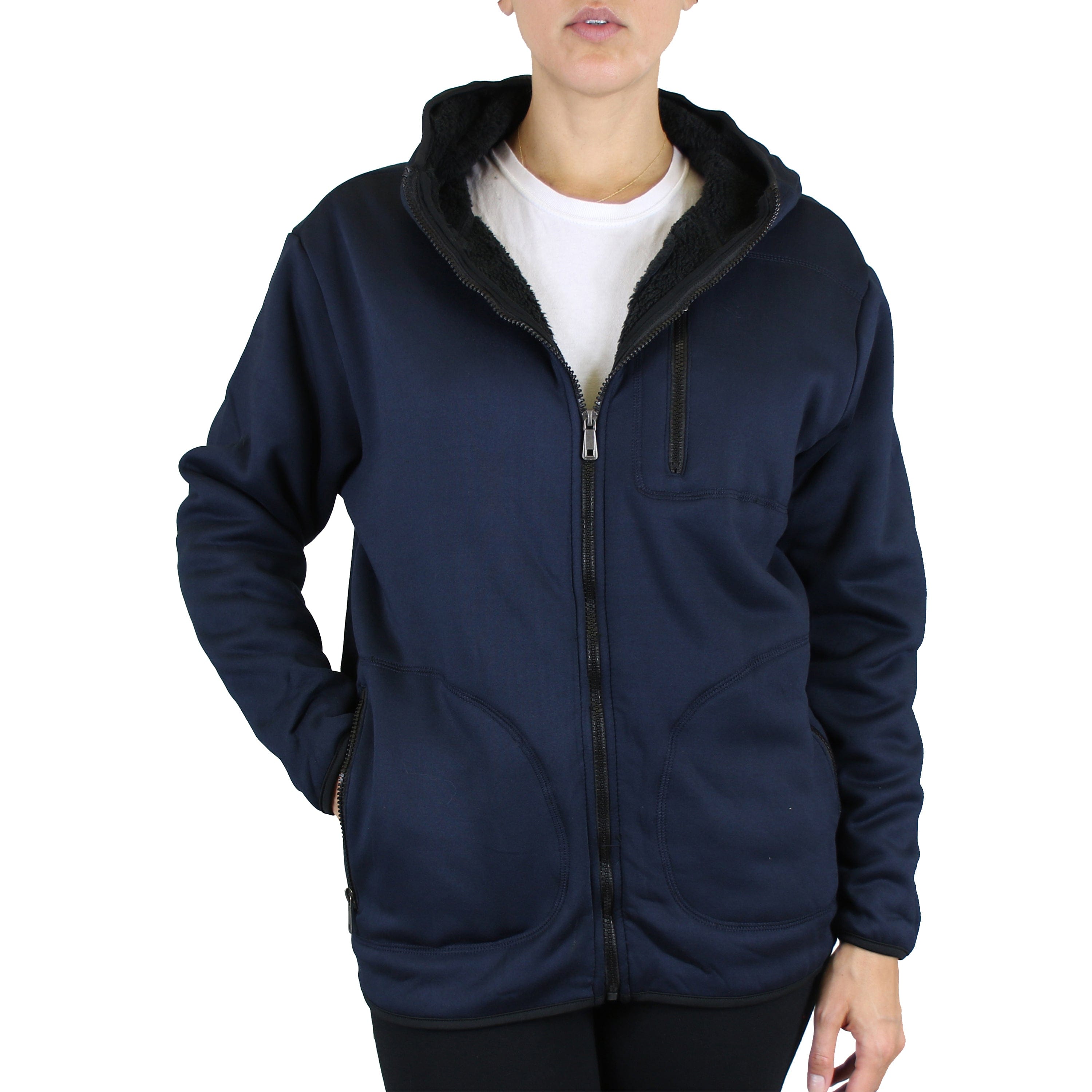 Gbh women's loose fit oversize full zip sherpa lined hoodie fleece sale