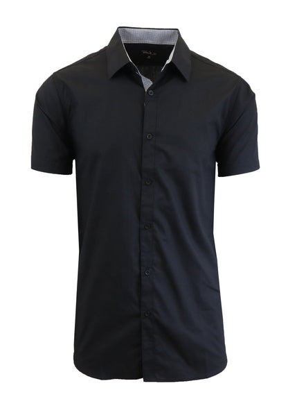 Men's Short Sleeve Slim Fit Solid Button Down Dress Shirt - GalaxybyHarvic