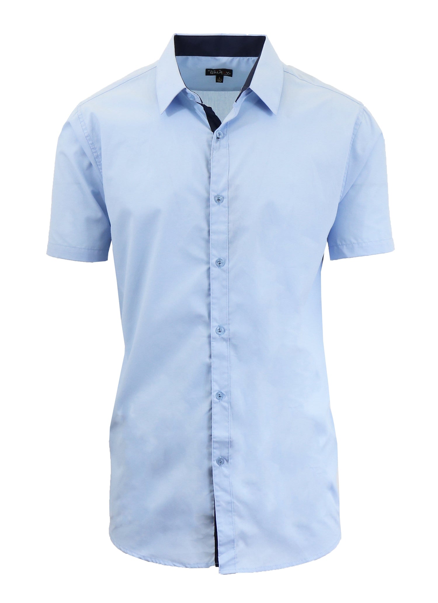 Men's Short Sleeve Slim Fit Solid Button Down Dress Shirt - GalaxybyHarvic