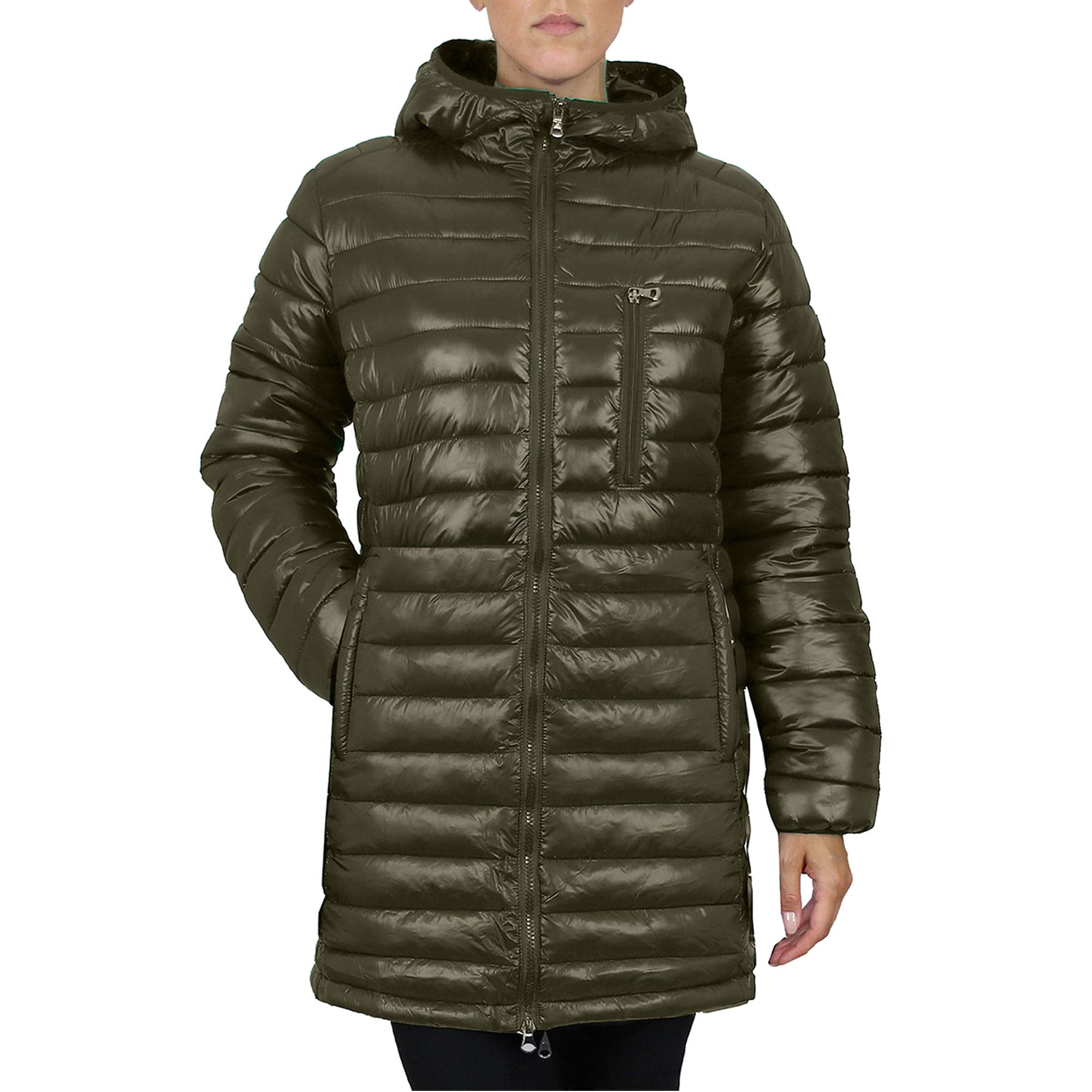 Lightweight long padded jacket best sale