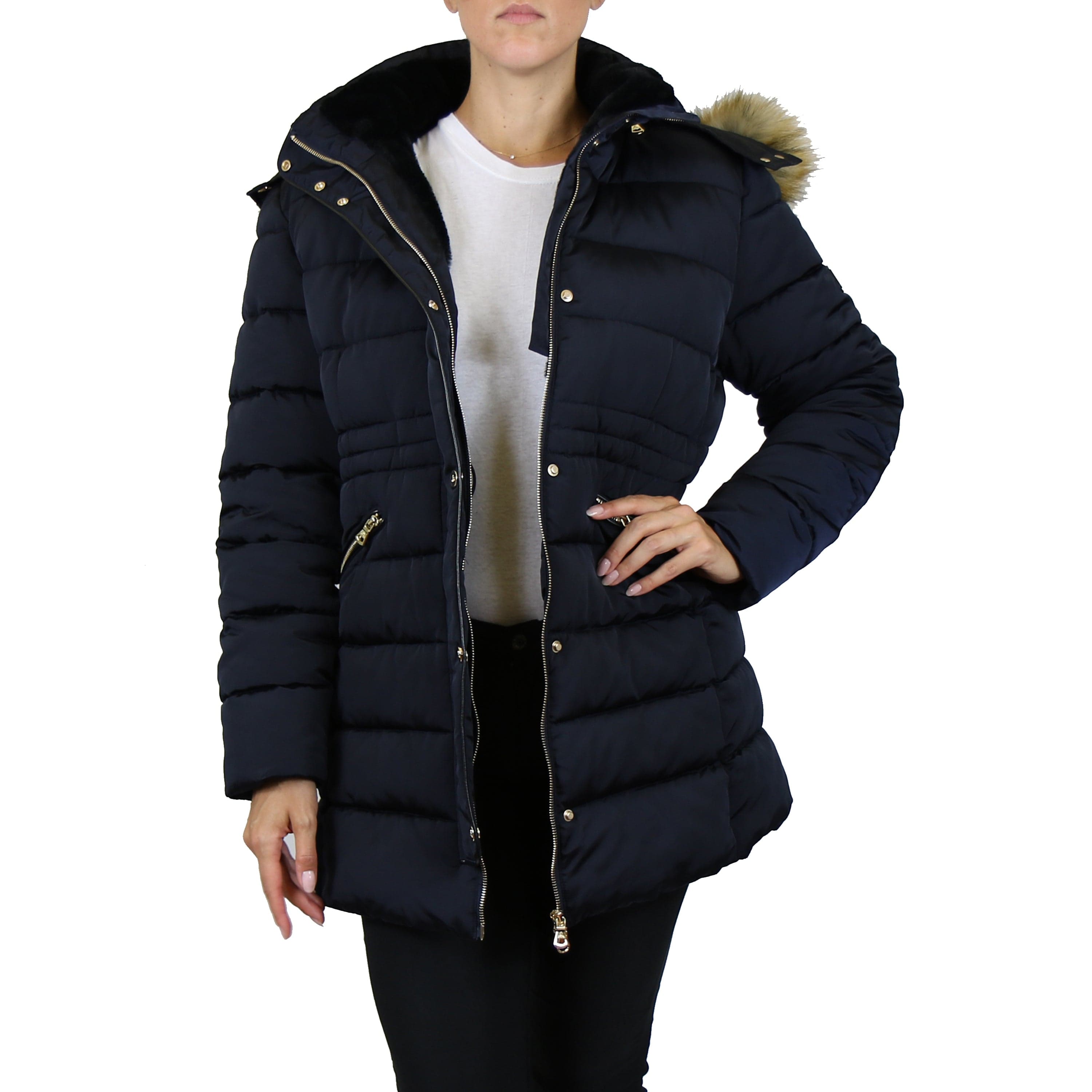 Womens black parka outlet jacket with fur hood